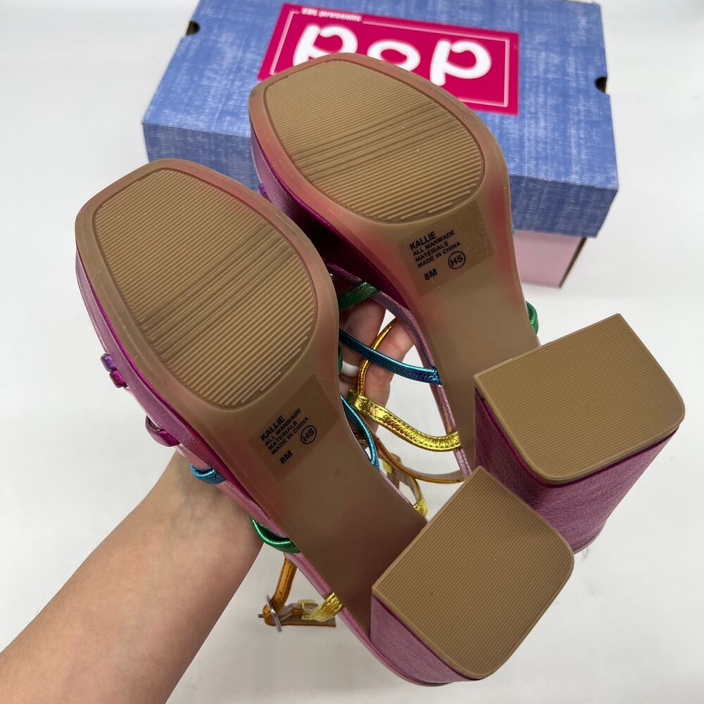 Pop Womens Kallie Heeled Sandals Pink Fuschia Multicolor Size 8M - Picture 6 of 9